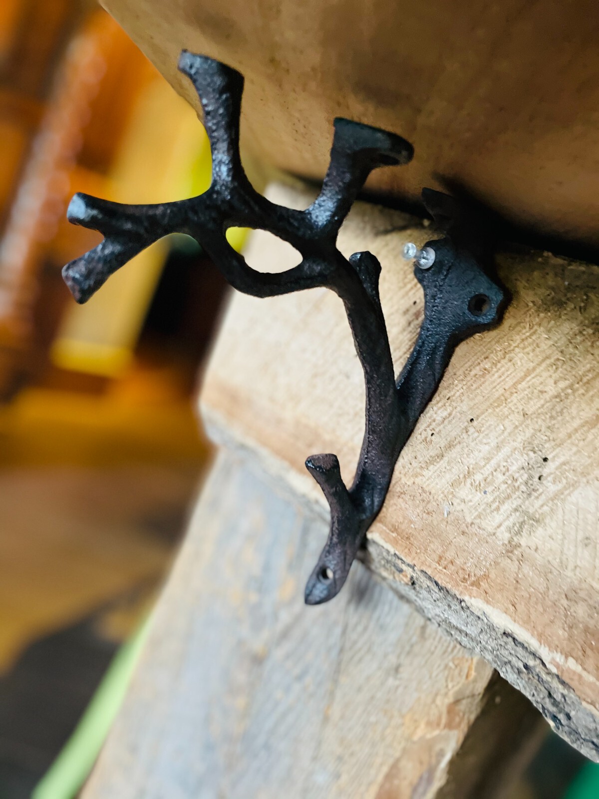 2 Rustic Cast Iron Shelf Bracket Wall Mount Hardware Brace Tree Branch Sculpture