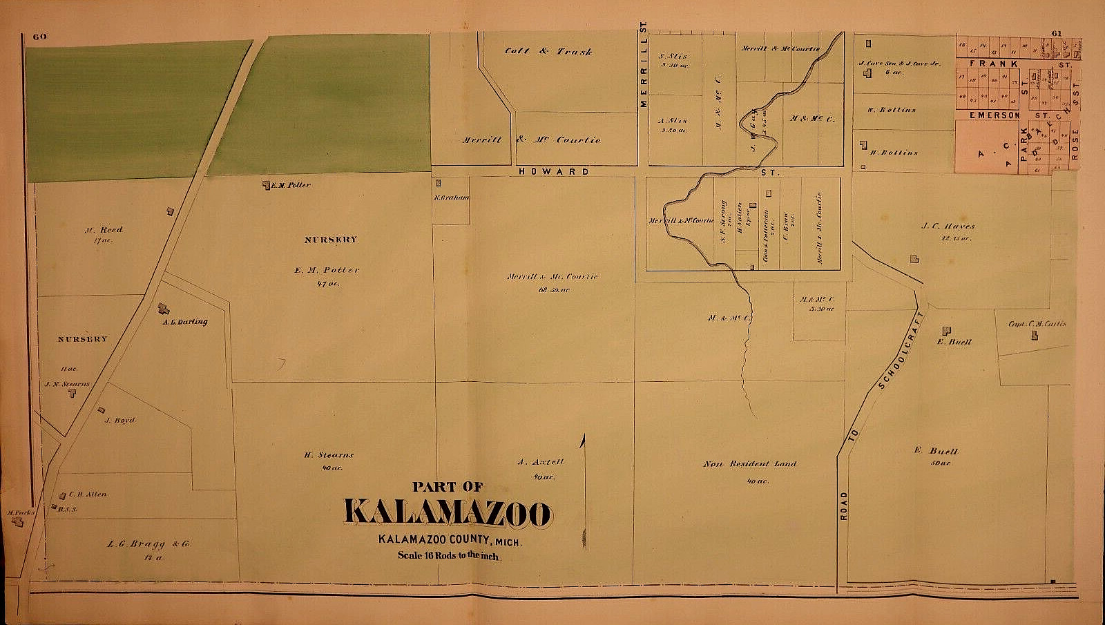 1873 Plat Map ~ The CITY of KALAMAZOO, KALAMAZOO Co., MICHIGAN ~ (16×27)-#026