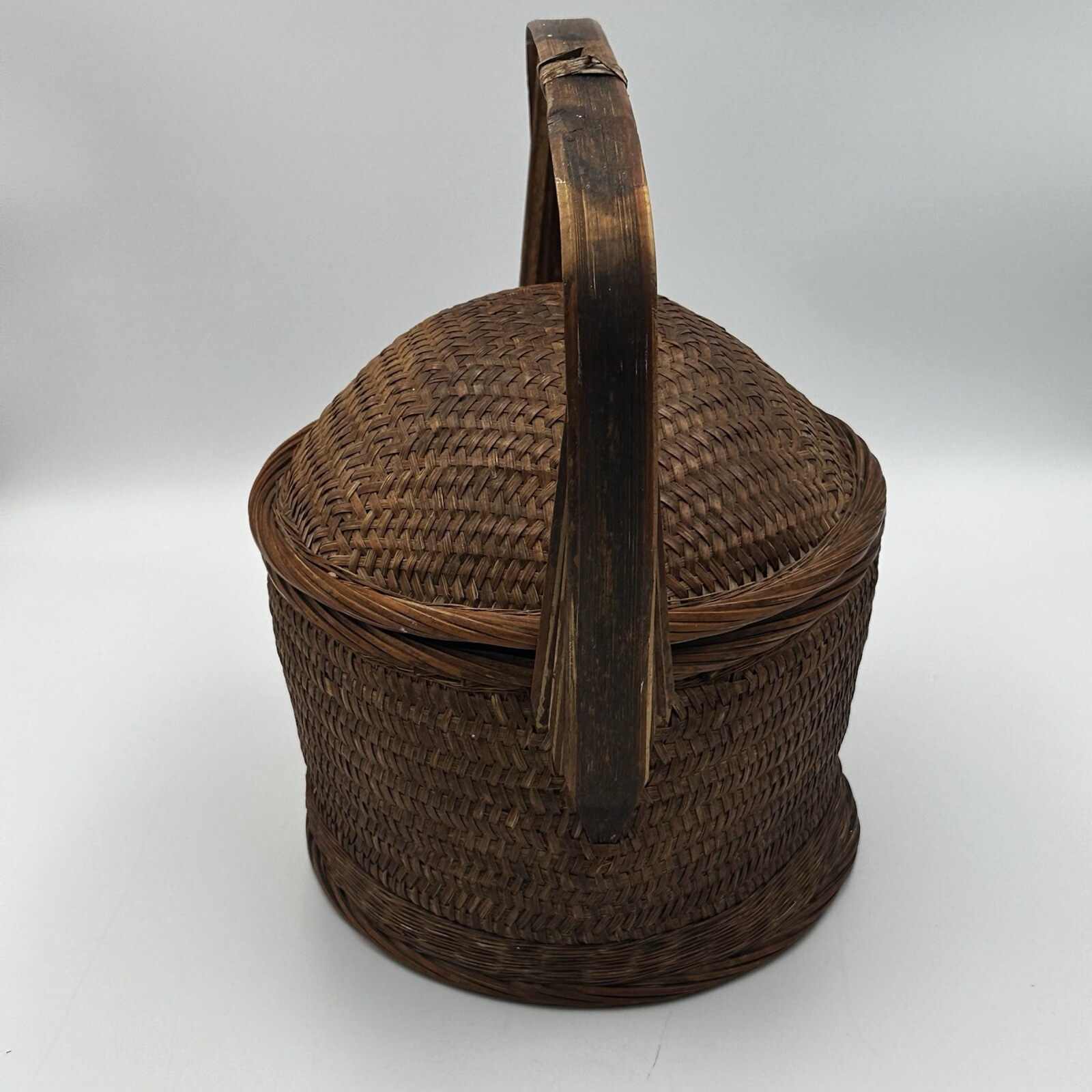 Antique Chinese WEDDING BASKET Woven Bamboo