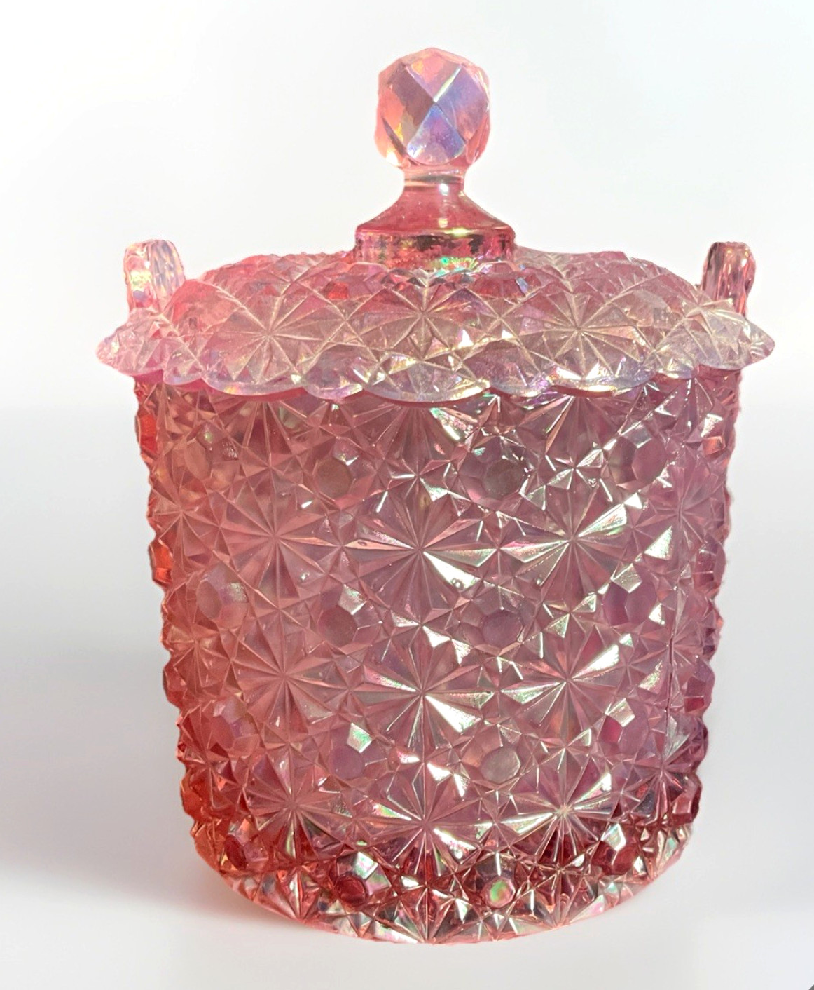 Vintage FENTON Pink Glass Jar with Lid Sugar or Jam Bowl Vanity Dresser Jar
