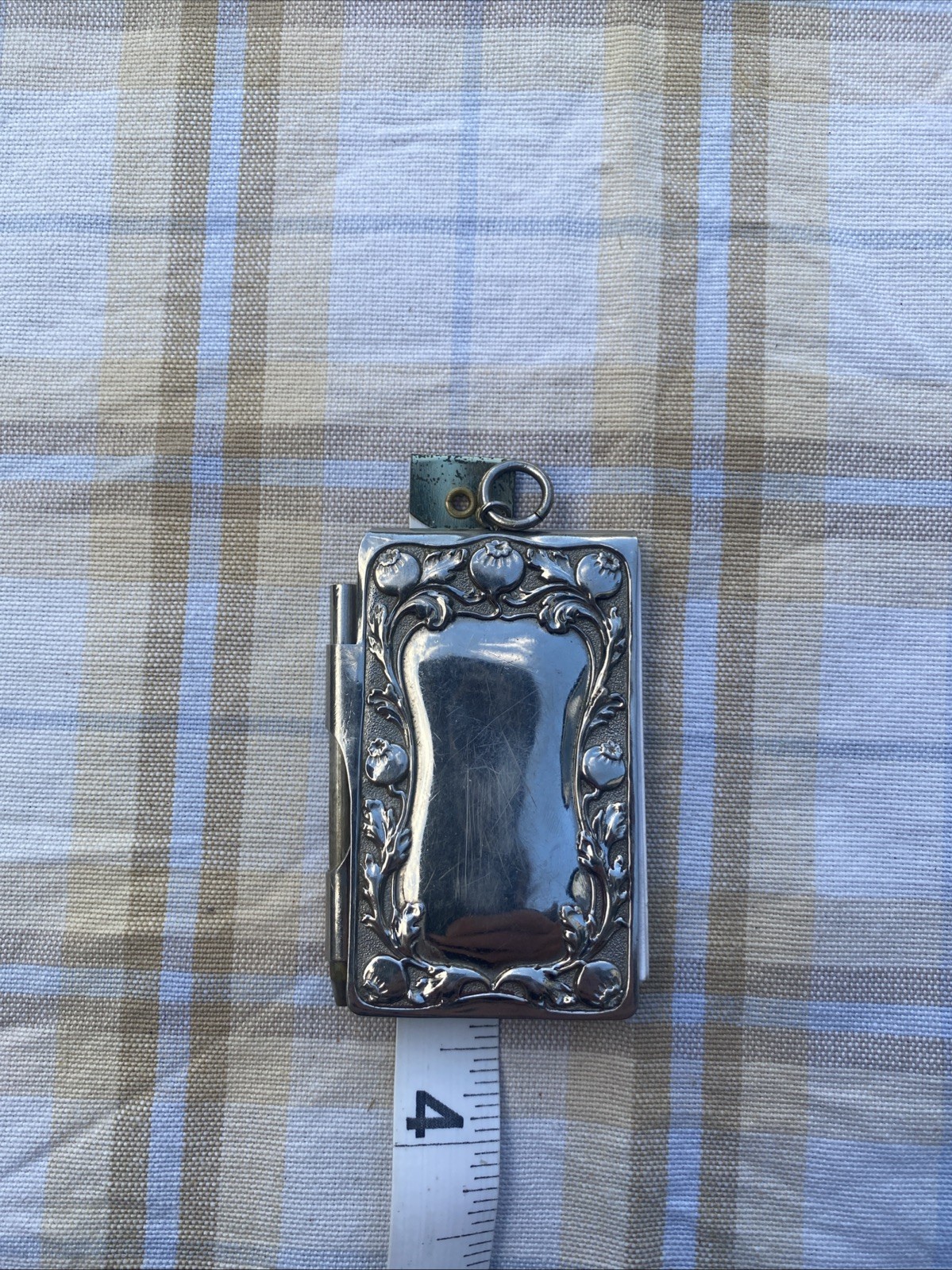 Chatelaine Silver Plated Notebook & Pencil Antique Owl Aide Memoire Chatelaine