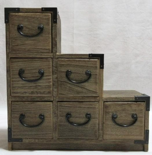 Japanese Vintage Step Tansu Staircase Kohikidashi Chest of Drawers W31×D10×H31cm