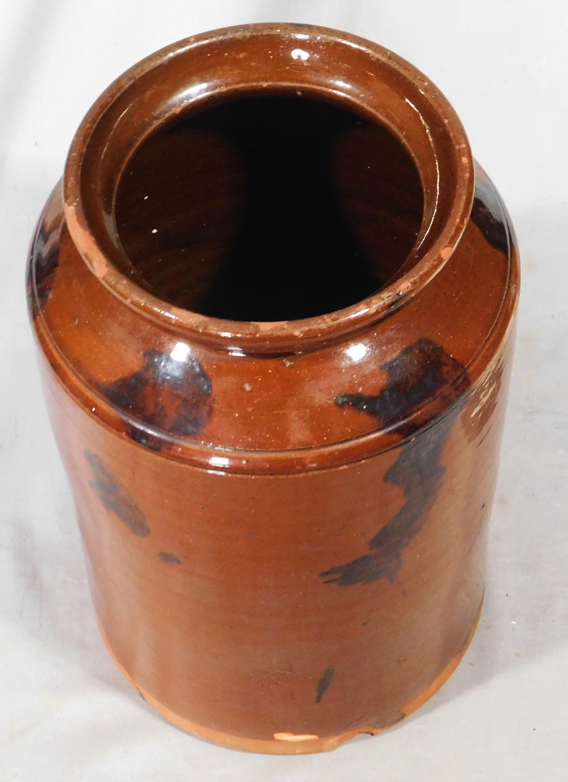 Antique Redware Vase Urn Manganese Decorated New England Pottery c1820 13in
