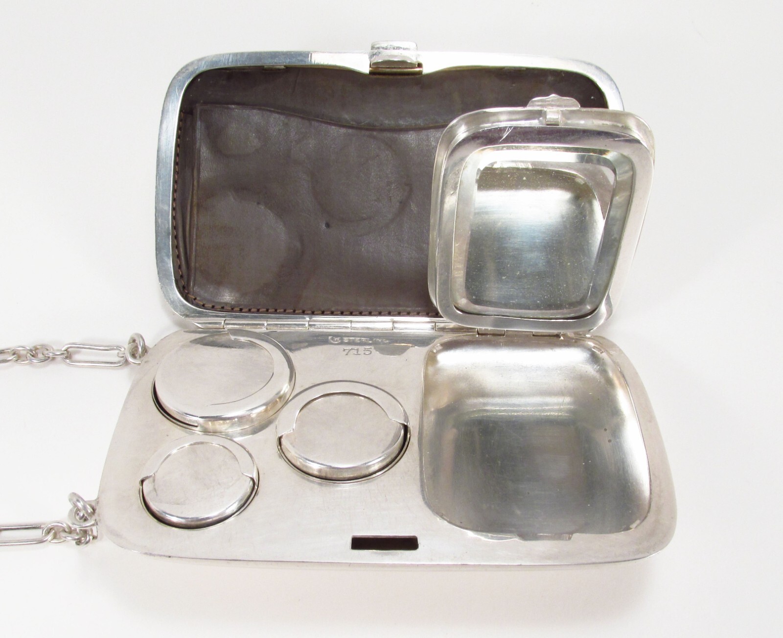 Vintage Watrous USA Sterling Silver Wristlet Dance Card Case Coin Purse Wallet