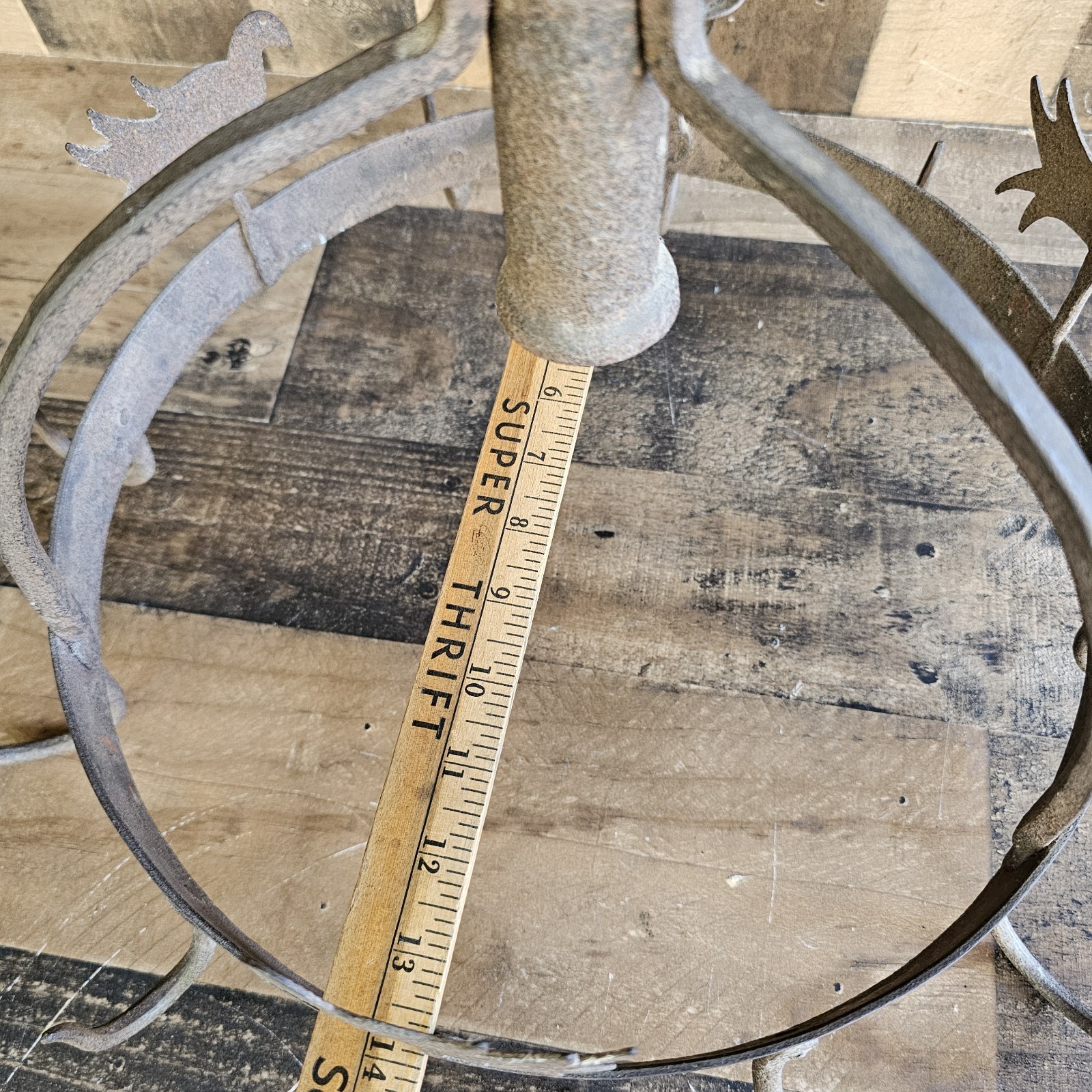 Primitive Wrought Iron Farmhouse Pot Rack Chandelier