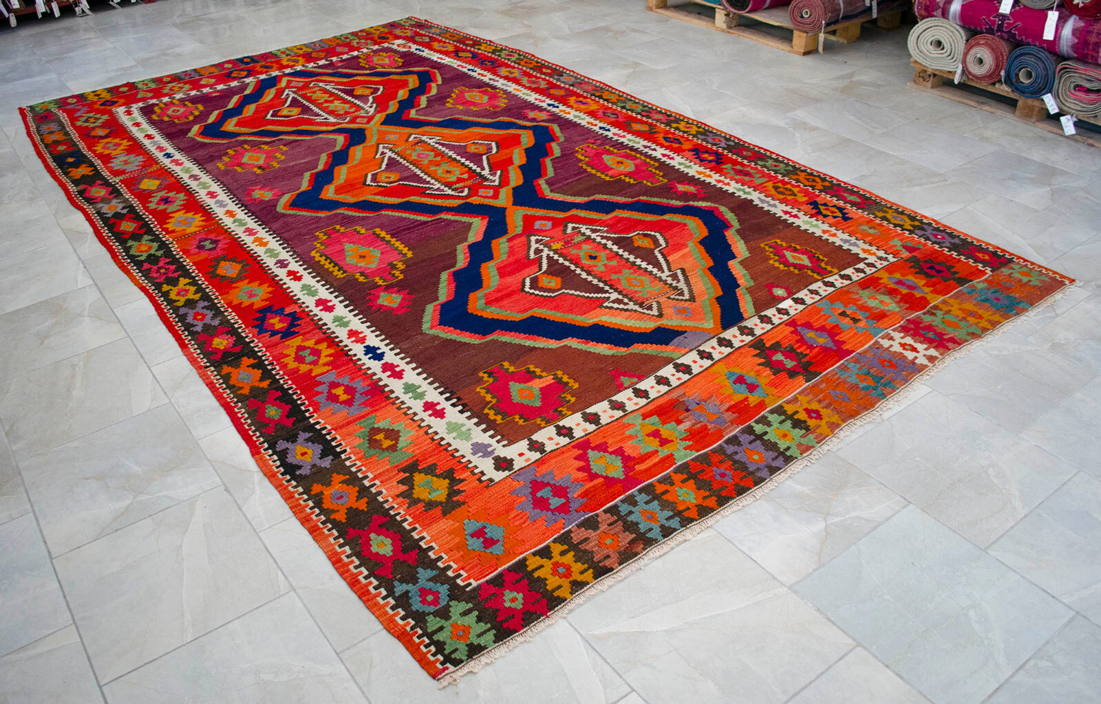 Turkish Hand Woven LARGE Rug Flat Weave Kilim pastel color Area Rugs 8×13 ft Rug