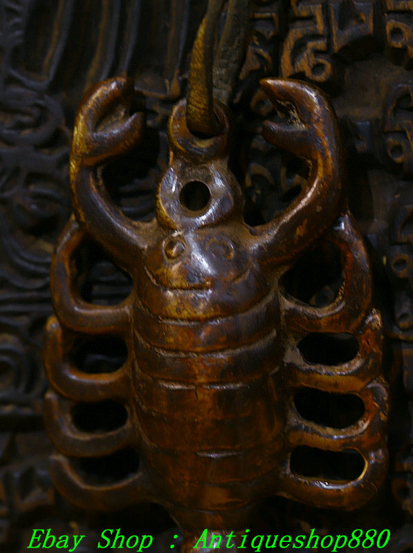 Old Tibetan Bronze Scorpion Scripture Text Exorcism Phurba Dagger Holder Faqi
