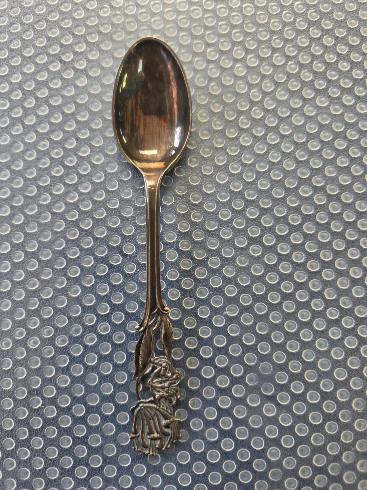 Th. Marthinsen Silverplate Demitasse Spoon with Flowers 4 1/4″