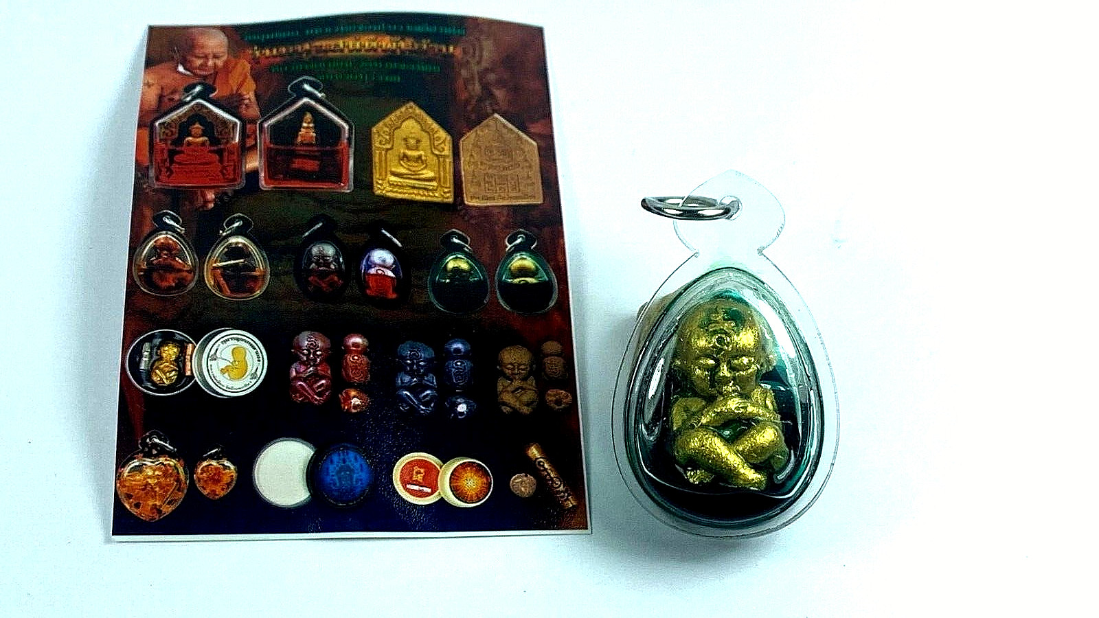 KUMAN THONG SUCK PLACENTA YANT OIL PENDANT GAMBLING FETISH TALISMAN THAI AMULET