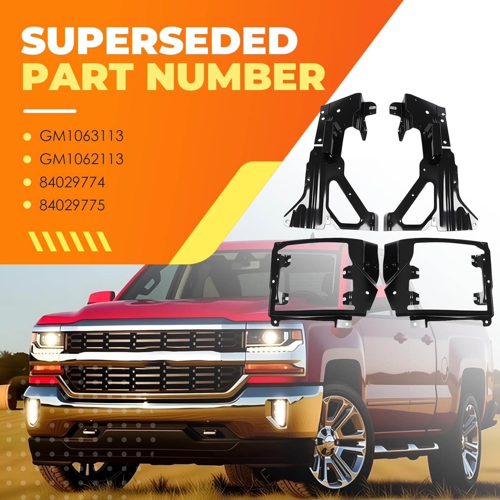 4PCS Front Inner and Outer Bumper Bracket Set Compatible with 2016-2019 Silve…