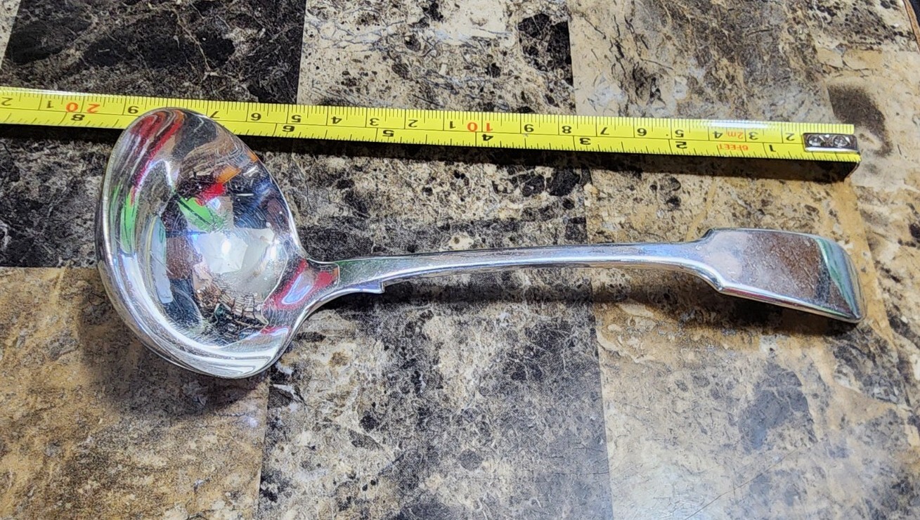 ANTIQUE ENGLISH CROWN LOGO SILVERPLATED PLAIN FIDDLE TIPPED GRAVY LADLE🤎