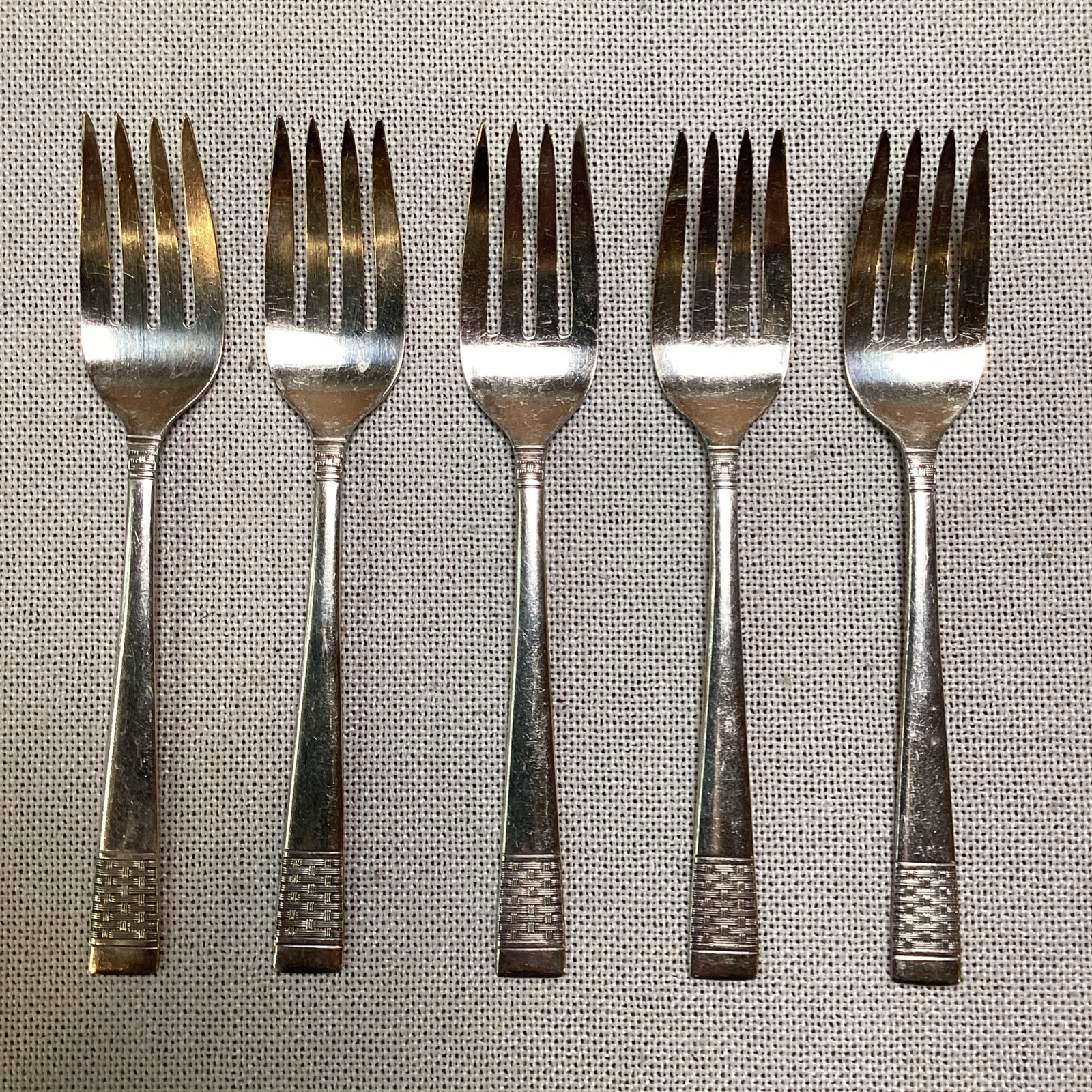 Set of 5 Vintage National Silver Co King Edward Edition Salad Forks