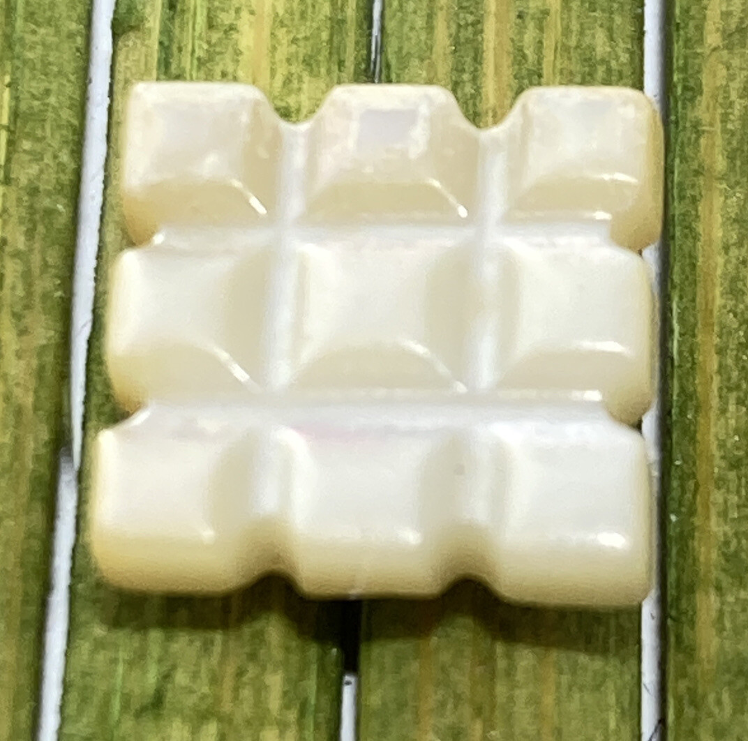 Antique Mother of Pearl Button Square Carved Self Shank Diminiative 3/8″