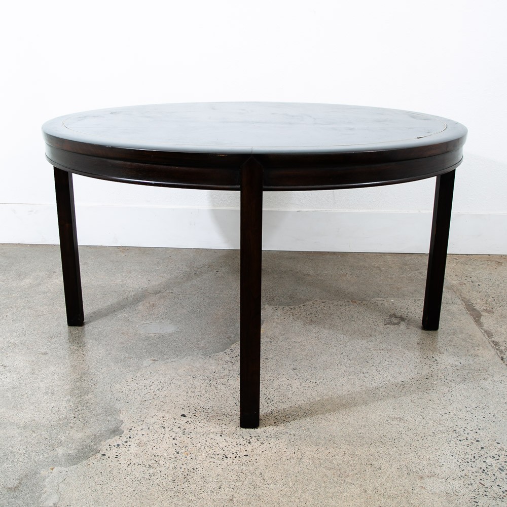 Mid Century Modern Dining Table Card Walnut Round Custom Vintage Brass Gold Mcm
