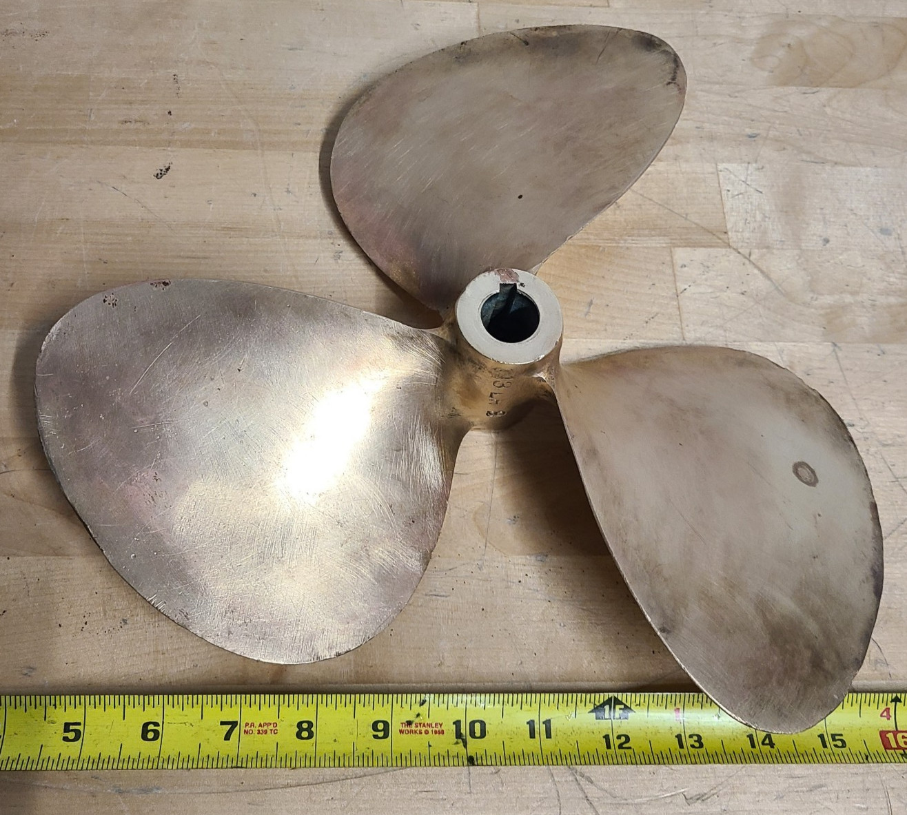 Federal Brass 3 Blade Boat Propeller 13LH9, 13x9LH, 7/8″- 3/4″ Taper Shaft