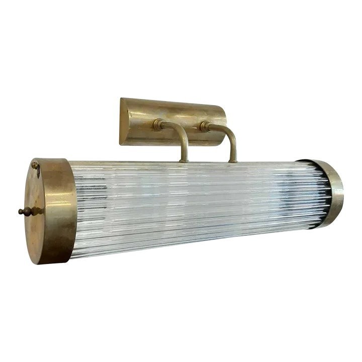 Vintage Art Deco Skyscraper Rod Ship Wall Sconce | Brass & Glass Light Fixture