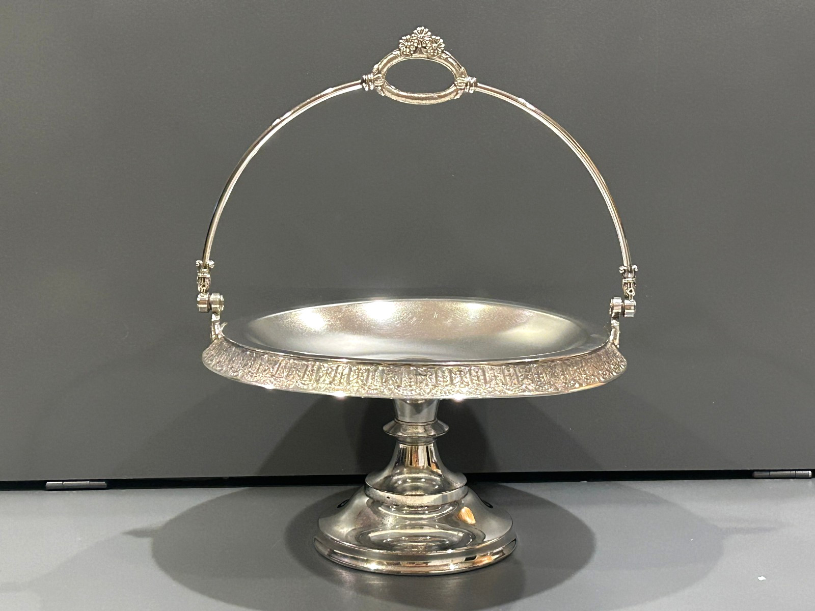 Antique Rogers & Bro Victorian Silverplate Compote Basket Eastlake Handle 1887
