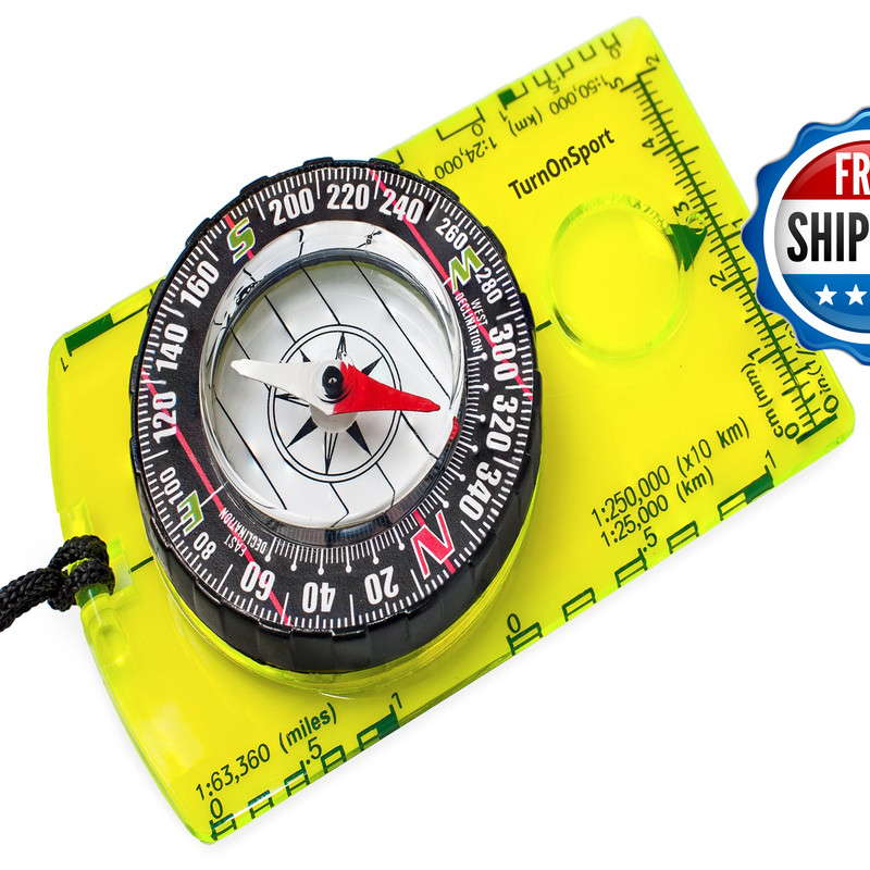Turnonsport Orienteering Compass – Hiking Backpacking Compass – Advanced Scout