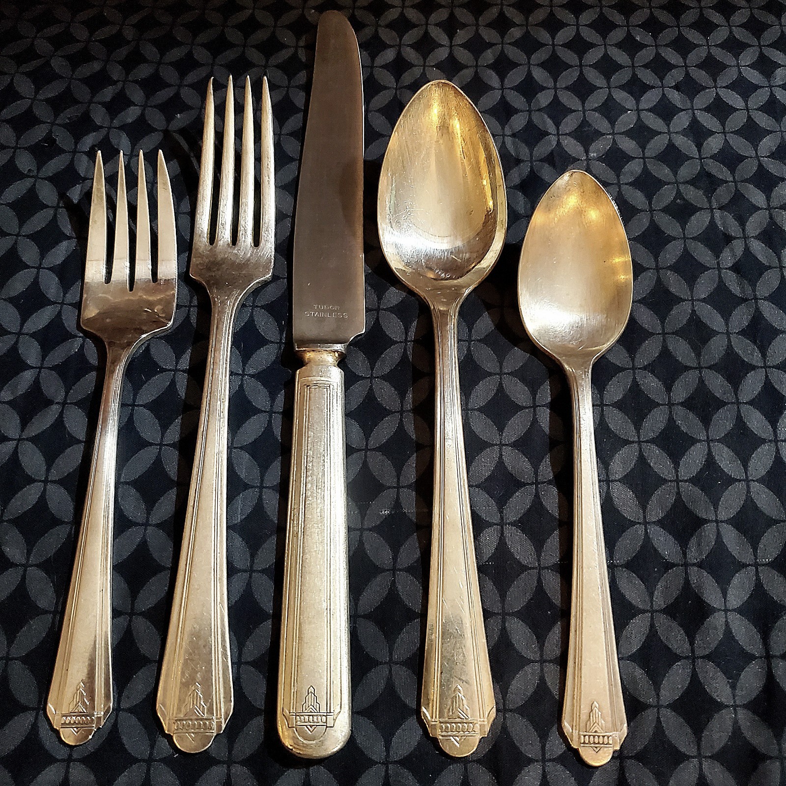 1 PLACE SETTING ONEIDA COMMUNITY BARBARA / GLAMOUR ART DECO 1931 5 PC