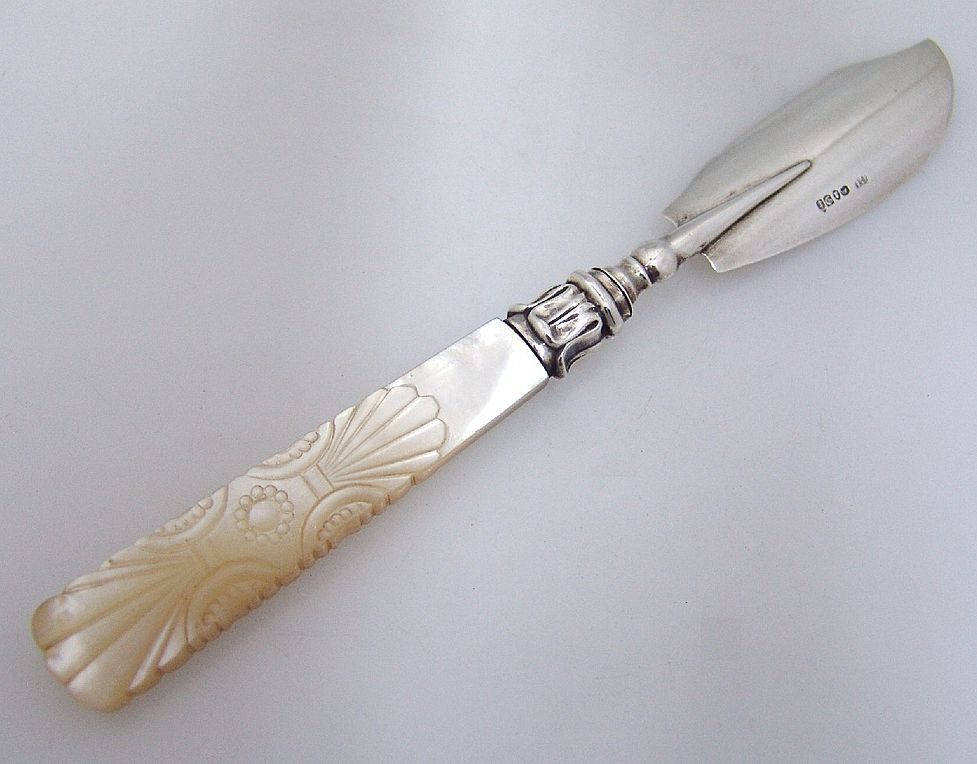 Master Butter Knife Carved MOP Sterling Silver George Unite Birmingham 1837
