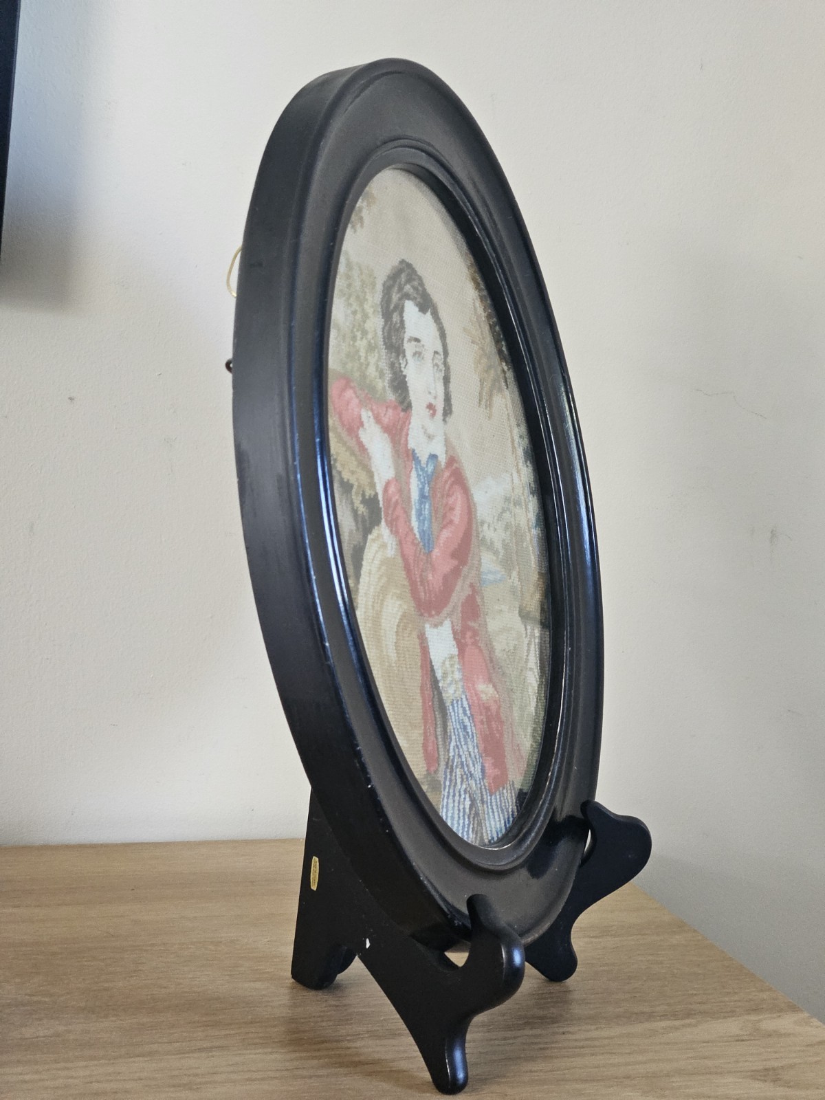 Antique Needlepoint Framed And Glazed In Original Oval Frames 33cm X 30cm #2216
