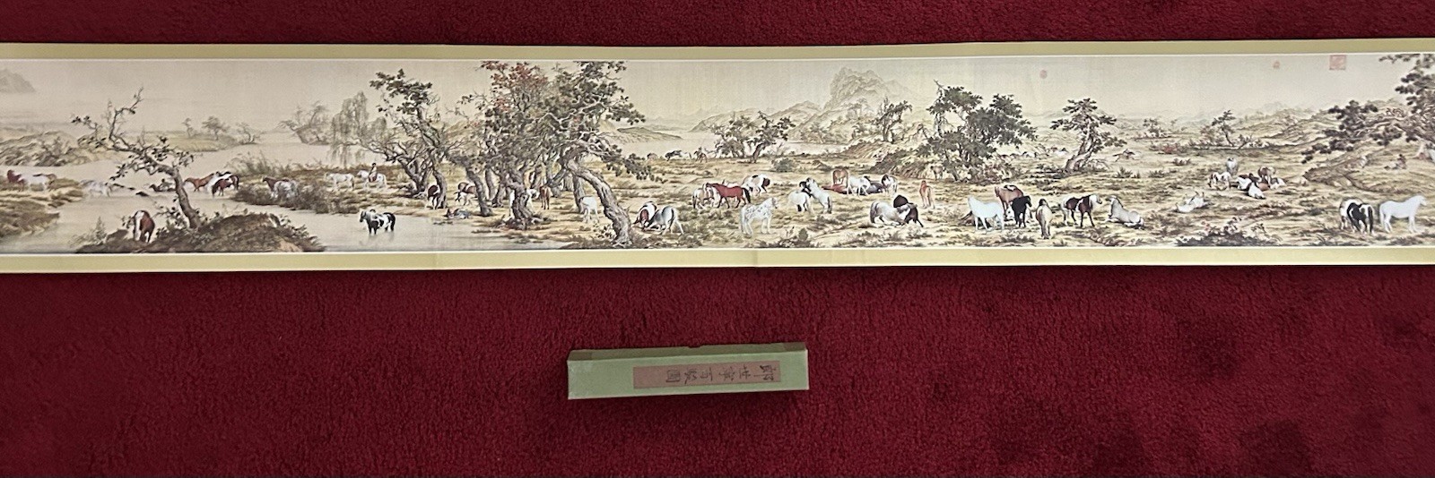 VTG One Hundred Stallions by Lang Shih-Ning (G. Castiglione) 9ft Scroll Replica