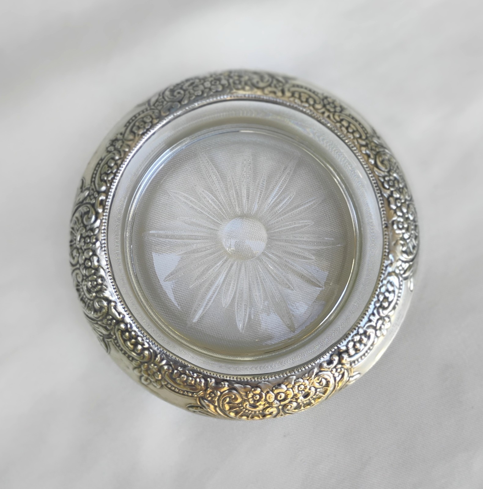 Frank M. Whiting & Co. Sterling Silver 925 & Glass Coaster or Ashtray