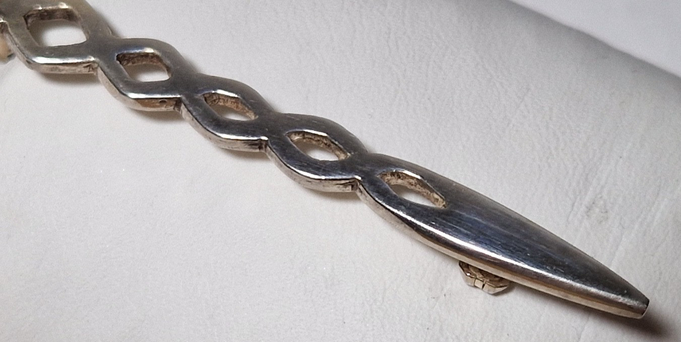 SOLID SILVER SMOKEY QUARTZ CELTIC DIRK BROOCH KILT PIN 1982 Malcolm Gray