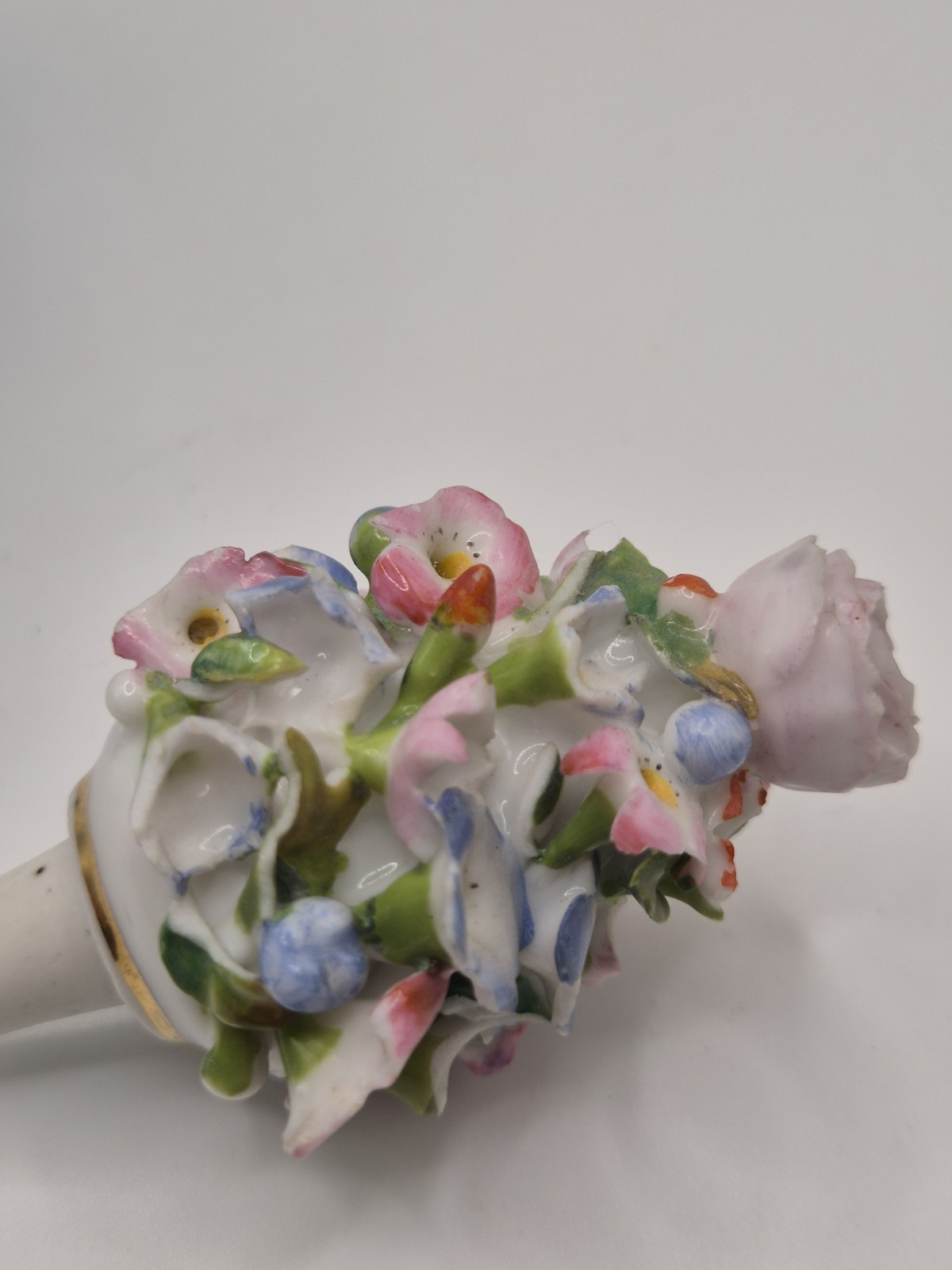 C19th Old Paris Porcelain Flower-encrusted Scent Bottle Marked for Jacob Petit
