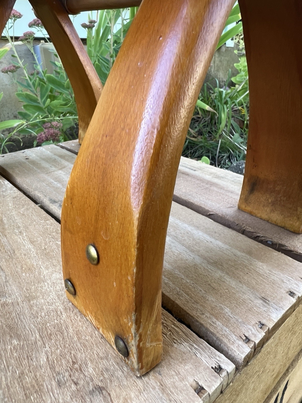Vintage Turkish Hand-Carved Camel Saddle Stool Folk Art Original – Export Label
