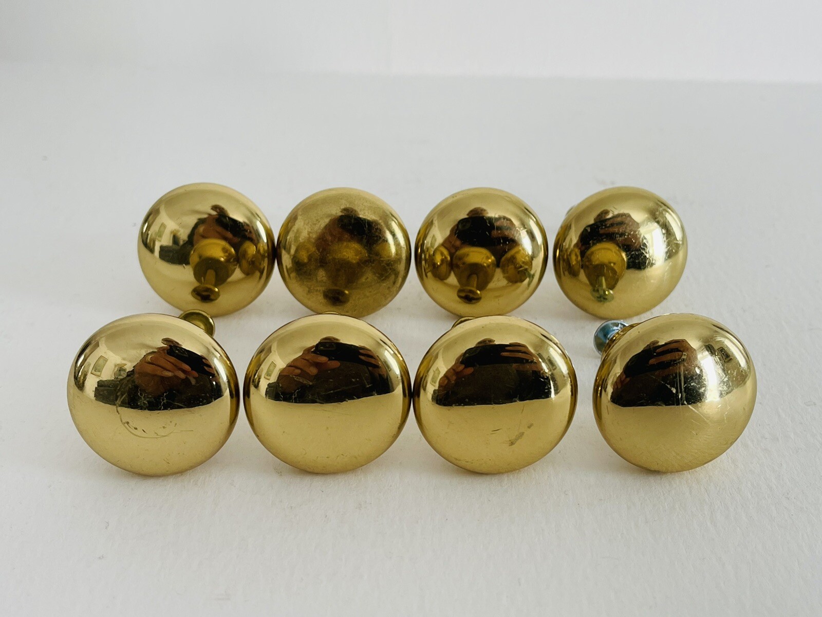 Solid Brass Round Drawer Pulls, Set Of 8