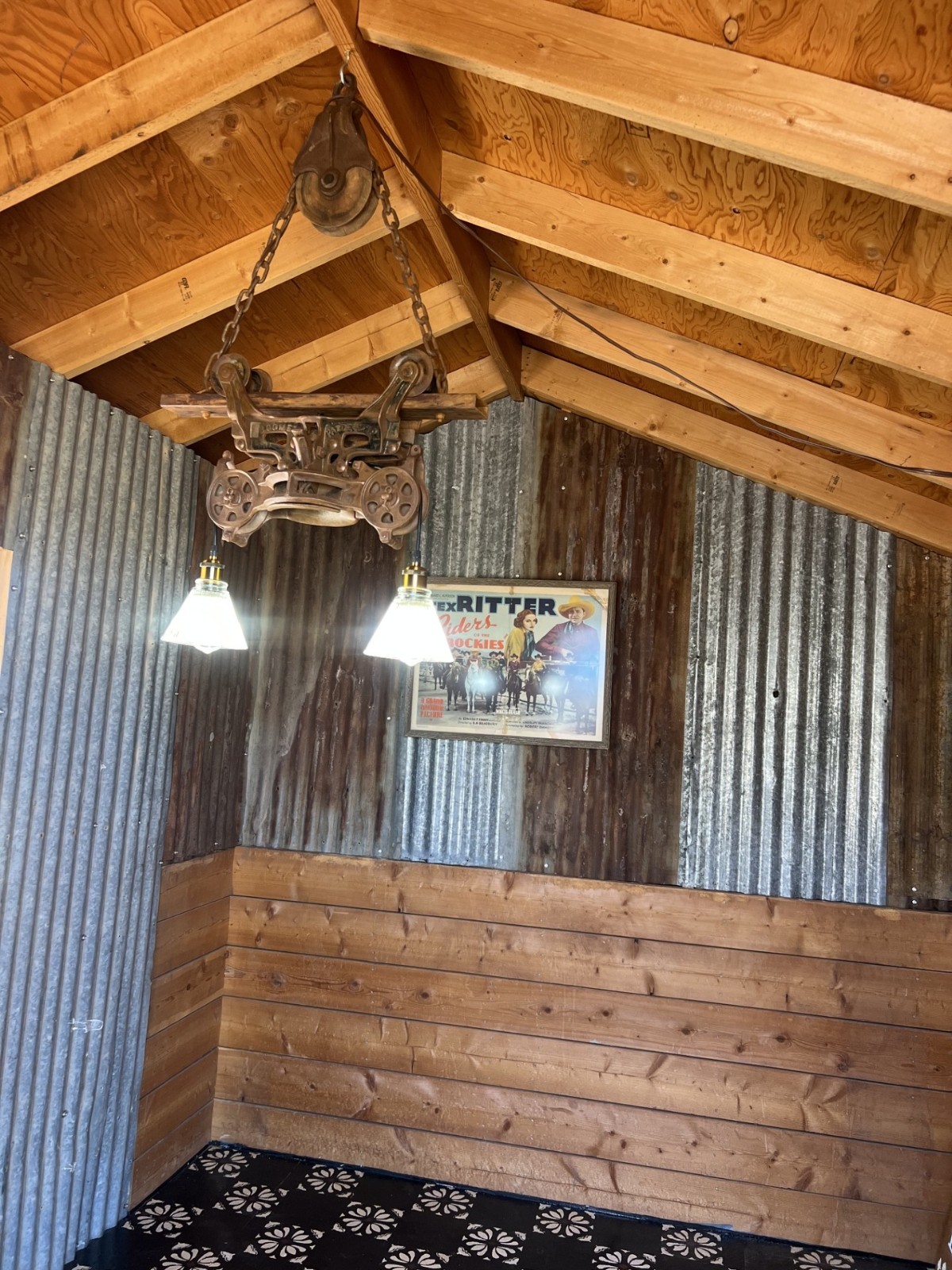 UNIQUE AUTHENTIC HAND-CRAFTED 1900’s BARN HAY-TROLLEY LIGHT FIXTURE