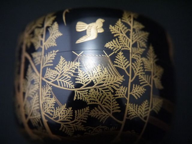 Japan Antique Lacquer Wooden Tea caddy makie Hira-Natsume SOTETSU NAKAMURA(1211)