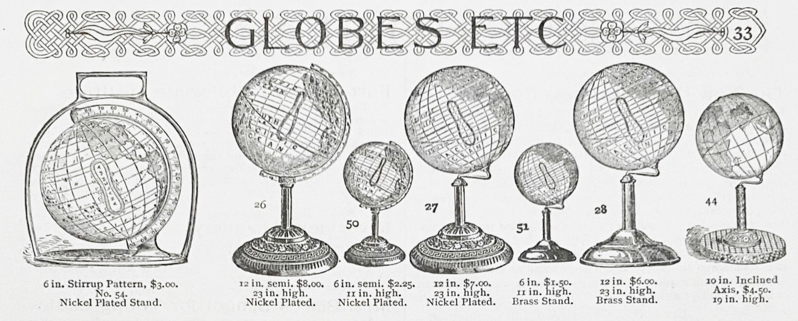 H.B. NIMS Terrestrial&Celestial World Globes Desk&Standing Troy,NY 1892 Print Ad