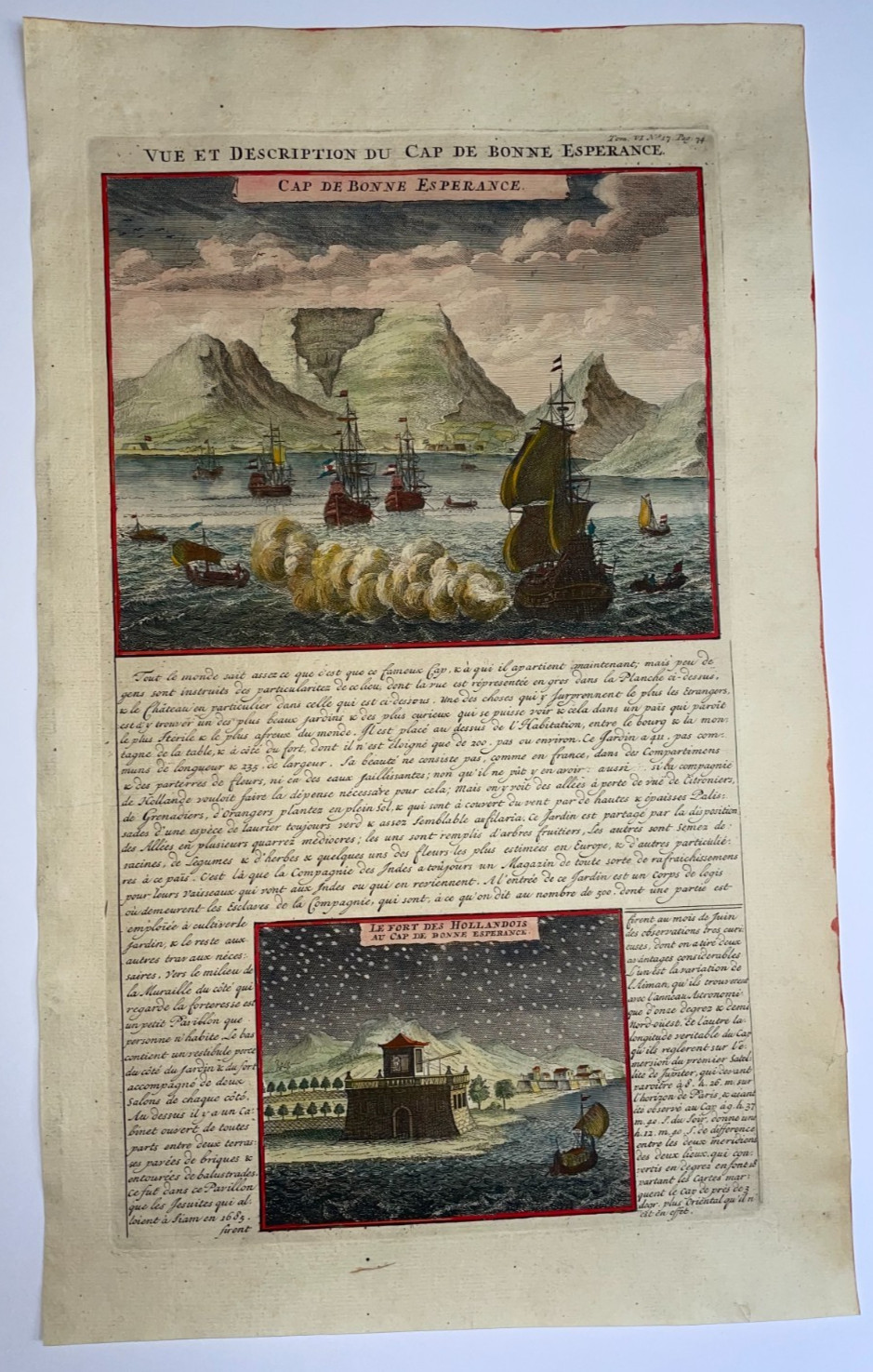 CAPE OF GOOD HOPE SOUTH AFRICA 1719 HENRI CHATELAIN ANTIQUE ENGRAVED VIEW