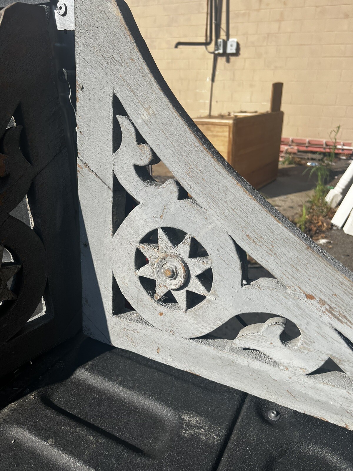 LARGE c1870 pair Victorian corbel brackets HTF Star motif 33” X 20.25 X 1.5”