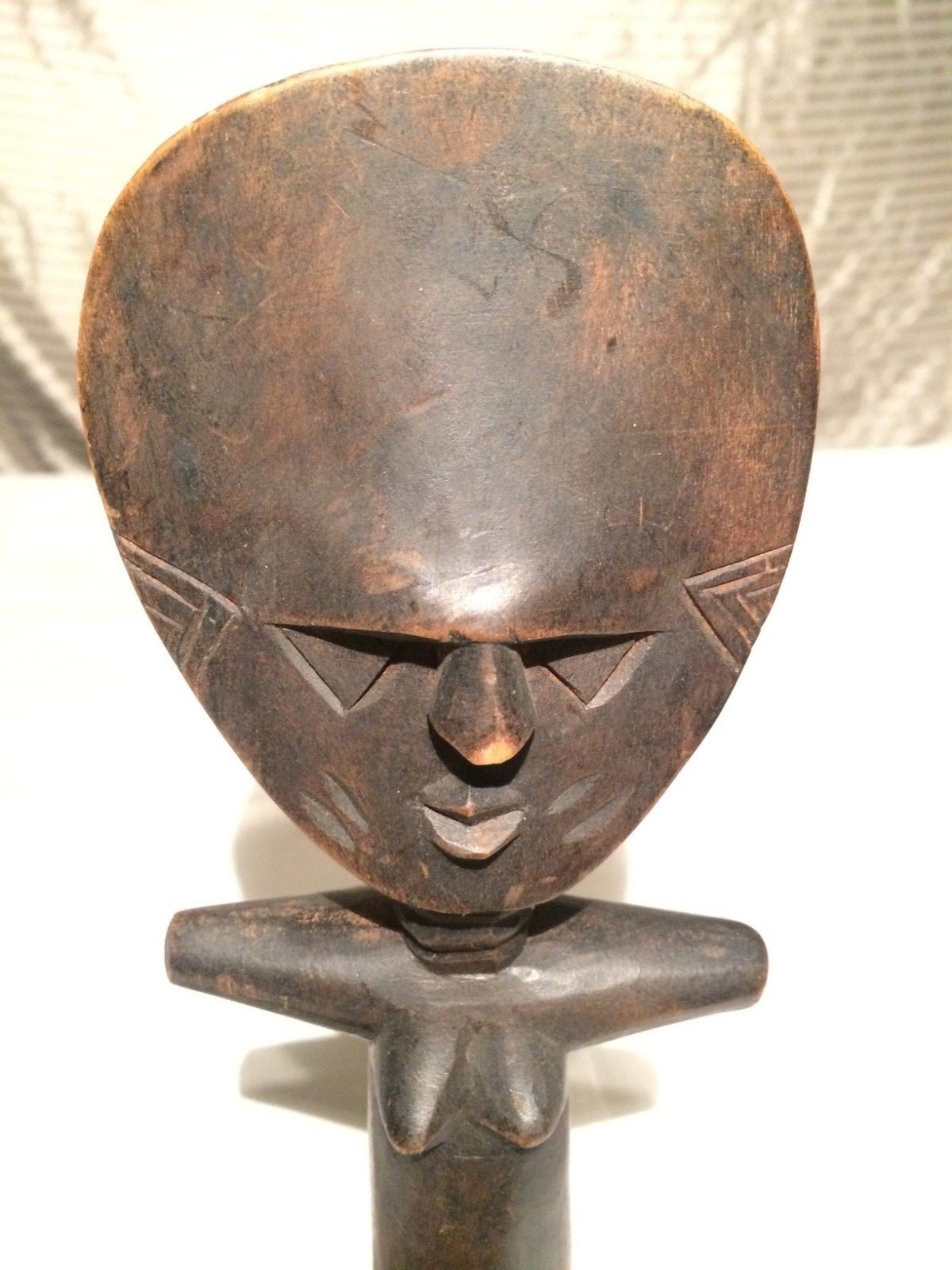 Carved Wood Ashanti Fertility Doll Nude Figure African Tribal Art w/ Handle