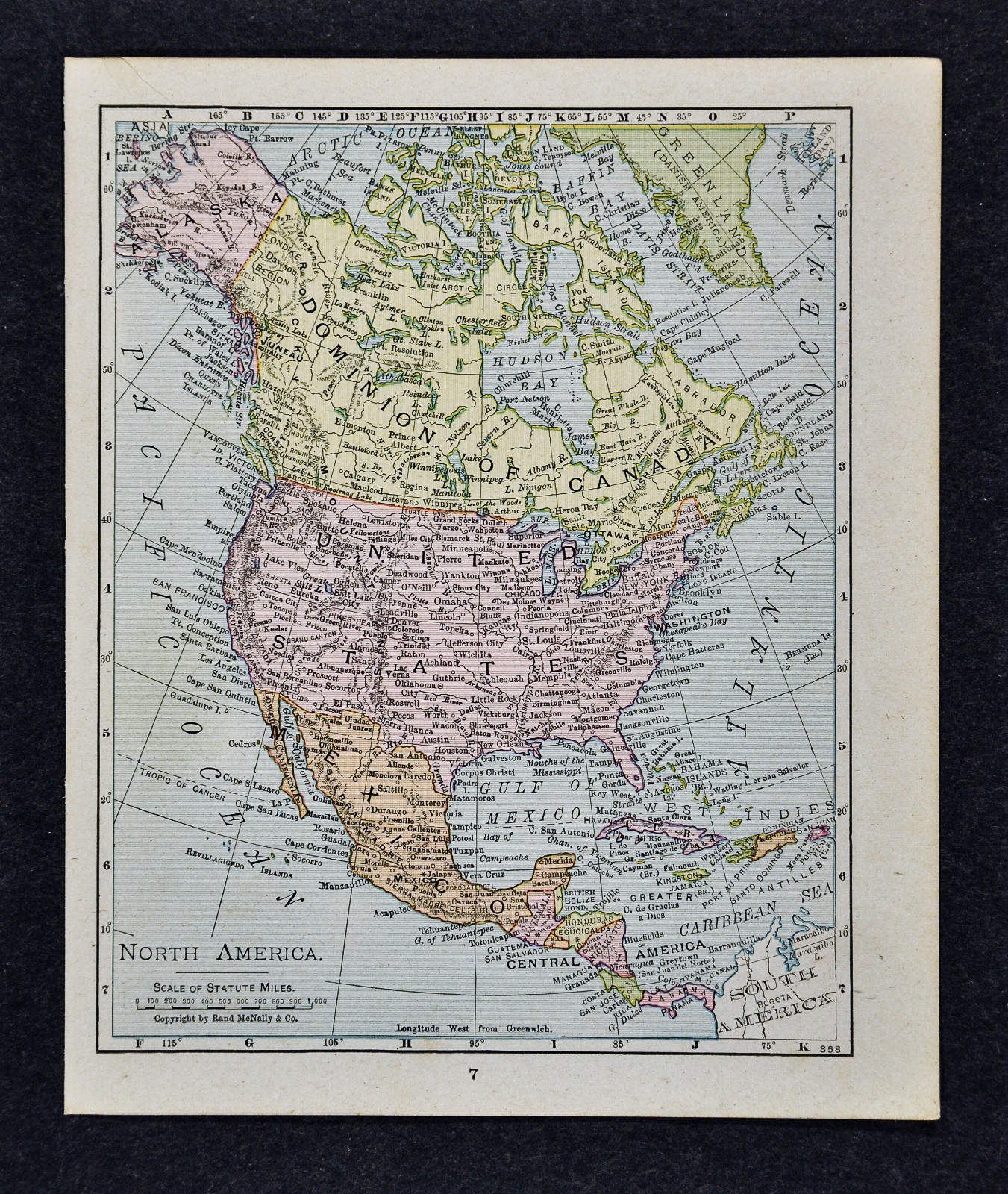 1917 McNally Map – North America – United States Canada Mexico Alaska Cuba