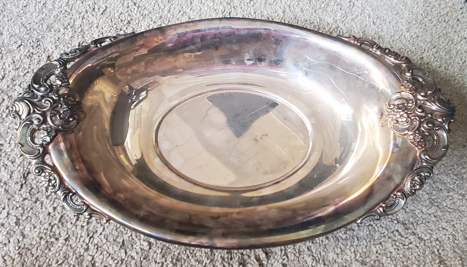 Baroque Wallace Silver Plated Footed Oval Centerpiece Bowl #222 SELLING AS IS