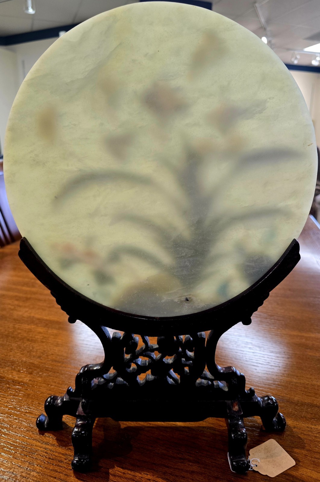 19th C Chinese hardstone table screen Multiple Semi-Precious Stones W/ Rosewood