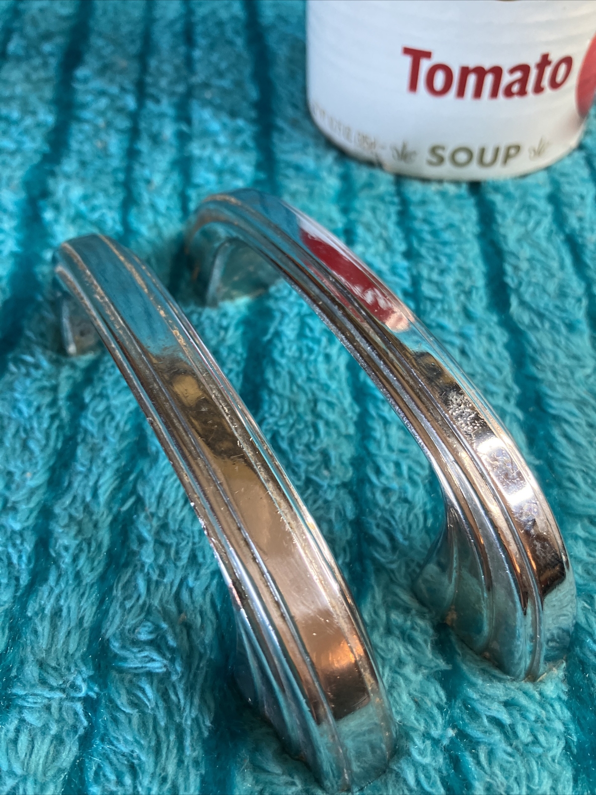 2 Vintage 40s Deco 3 7/8″ Arched Stepped Chrome Handle Pulls 2 7/8″ OC #4