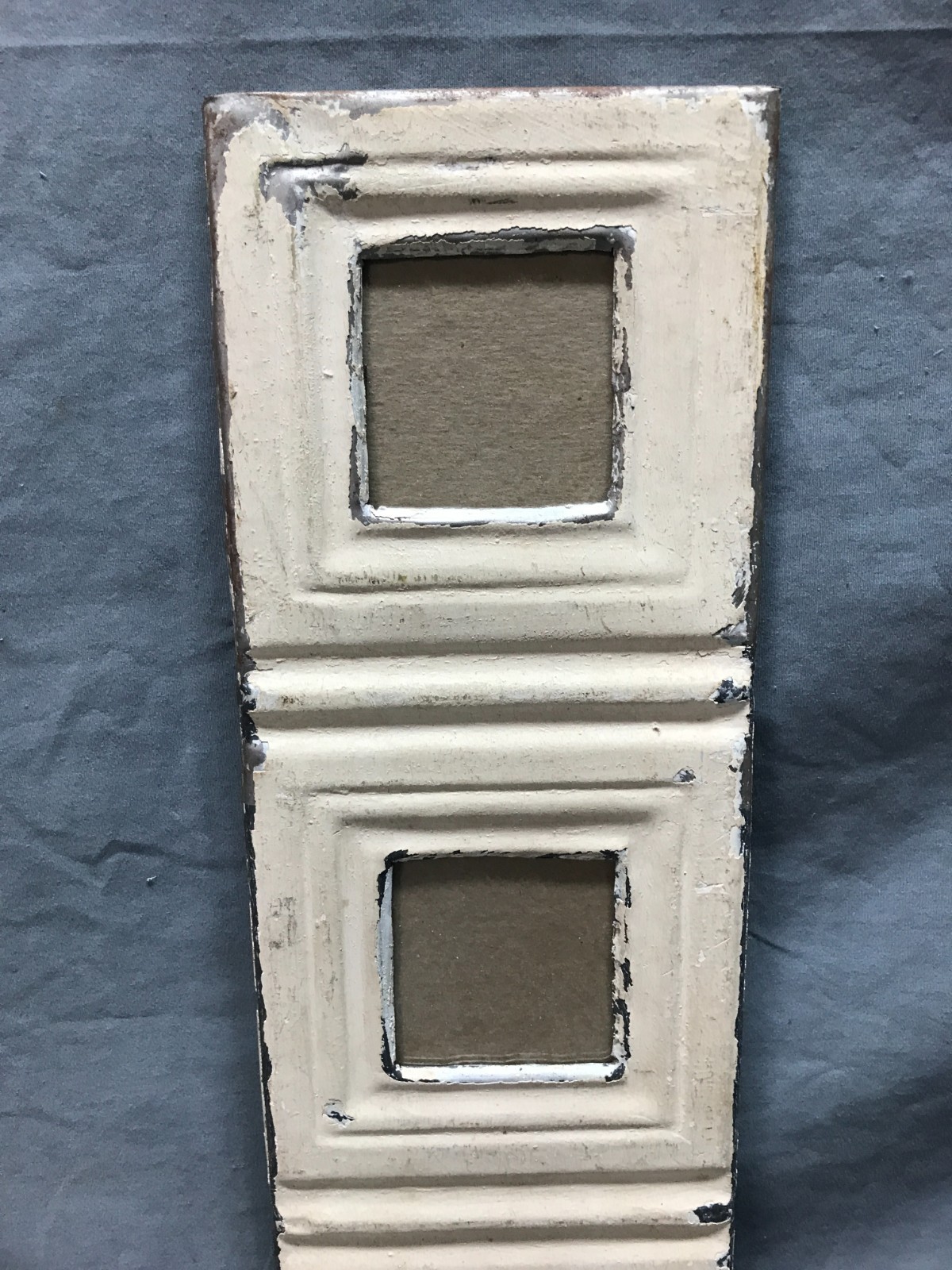 VTG 5×17 Multi Triple 3″ Photo Tin Ceiling Metal Picture Frame Old 1838-25B