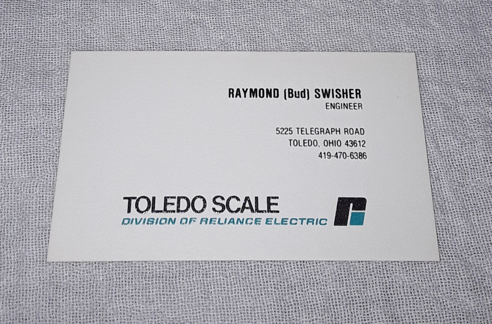 VINTAGE TOLEDO SCALE COMPANY ENGINEER BUSINESS CARD