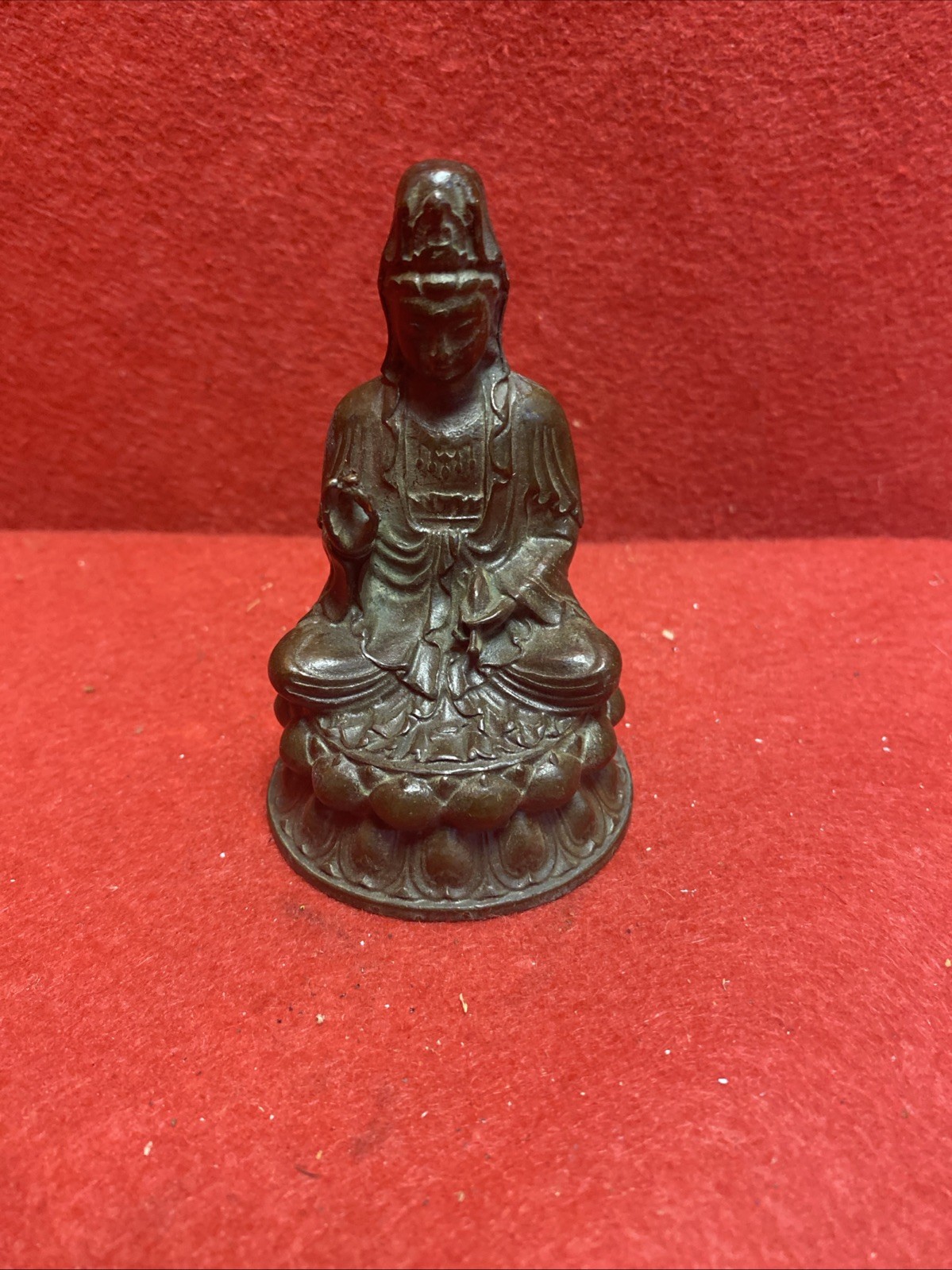 Antique Bronze Buddha Guan Kwan Yin Indian Chinese Protection Buddha Goddess