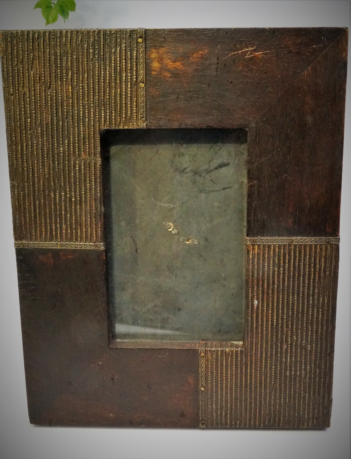 Handmade Indian wood and brass photo frame
