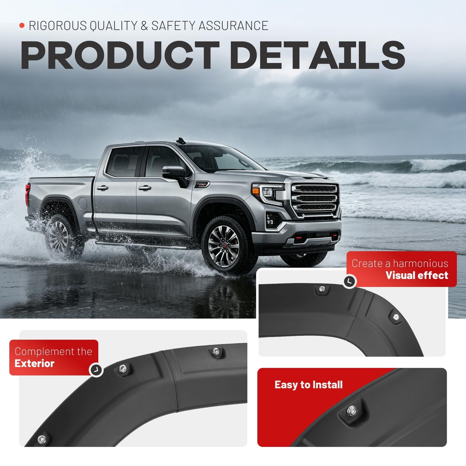 ALMULOO Fender Flares Compatible with 2019-2025 GMC Sierra 1500 4WD & 2WD Whe…