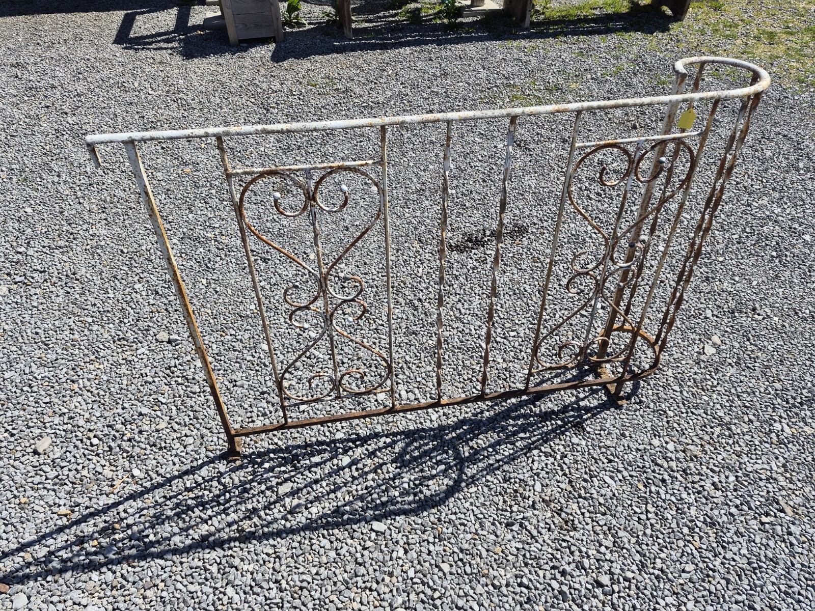 Early 1900s Heart Shaped Pattern Section Of Wrought Iron Railing