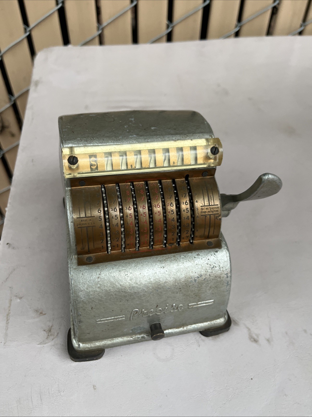 Vintage Precise Mechanical Adding Machine Lever Handle 1940s Chicago Untested
