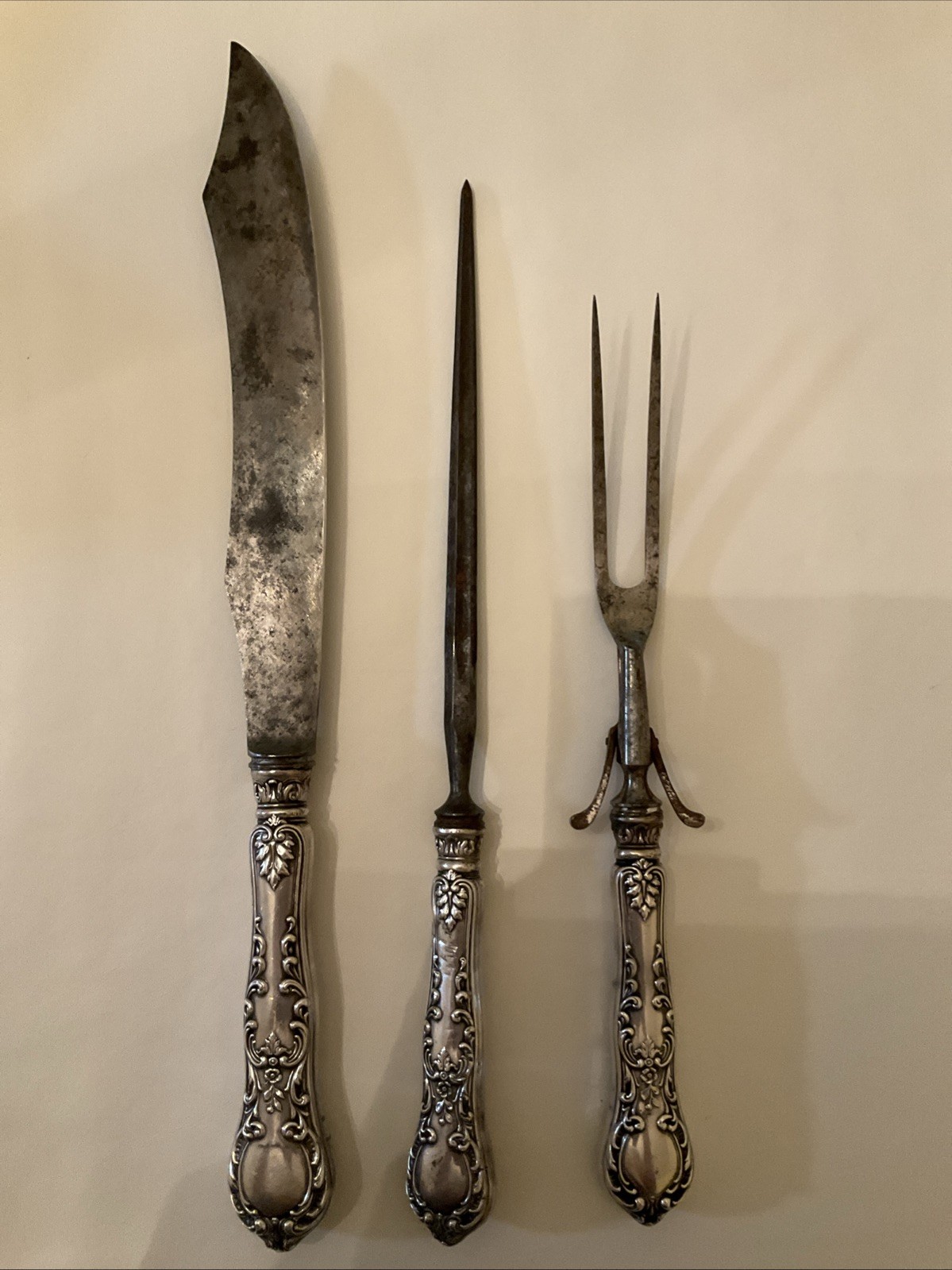 Sterling Silver 3 Piece Carving Set Gorham H140 Vintage