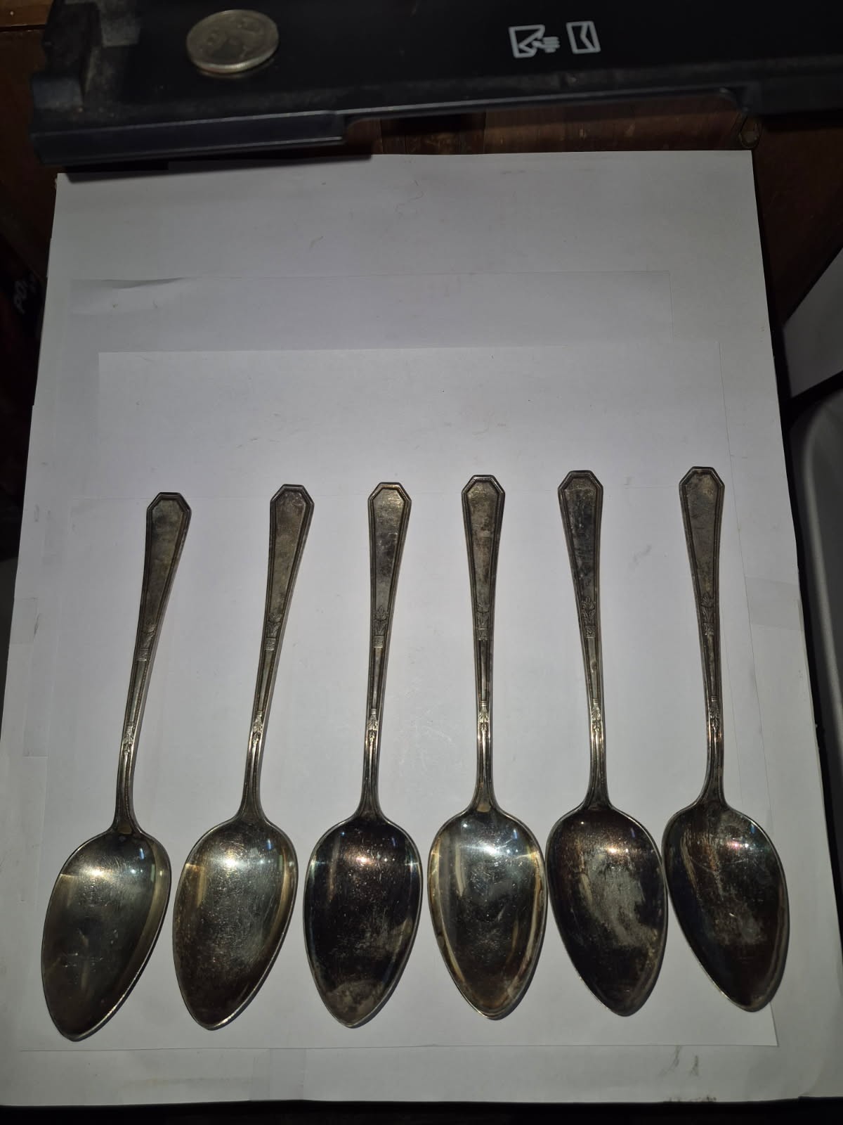 6 Vintage 1923 Silver Mayfair Pattern, 8.25″ Serving Spoons Wm Rogers Son OT27